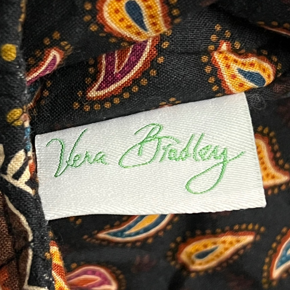 Vera Bradley Retired Quilted Tote Paisley Floral Brown Orange Shoulder Bag - Picture 4 of 6